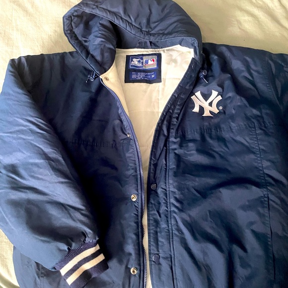 Yankees MLB 90s starter jacket hooded heavy hitter - Picture 1 of 7